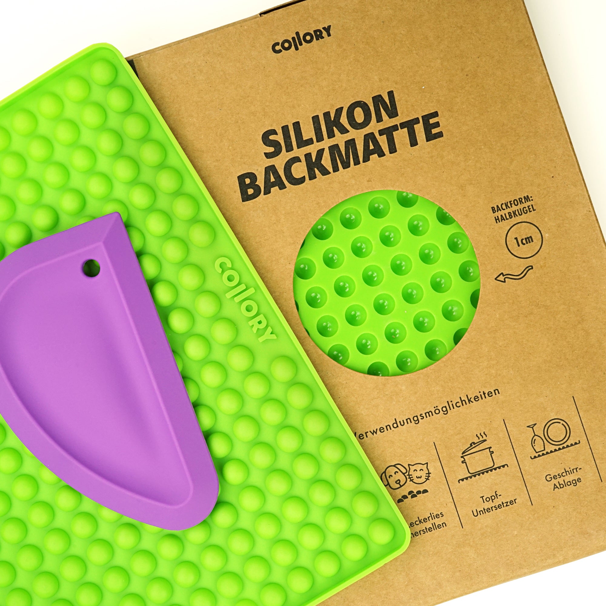 Collory Backmatten-Set für Hundeleckerlis in Halbkugelform inkl. Schaber
