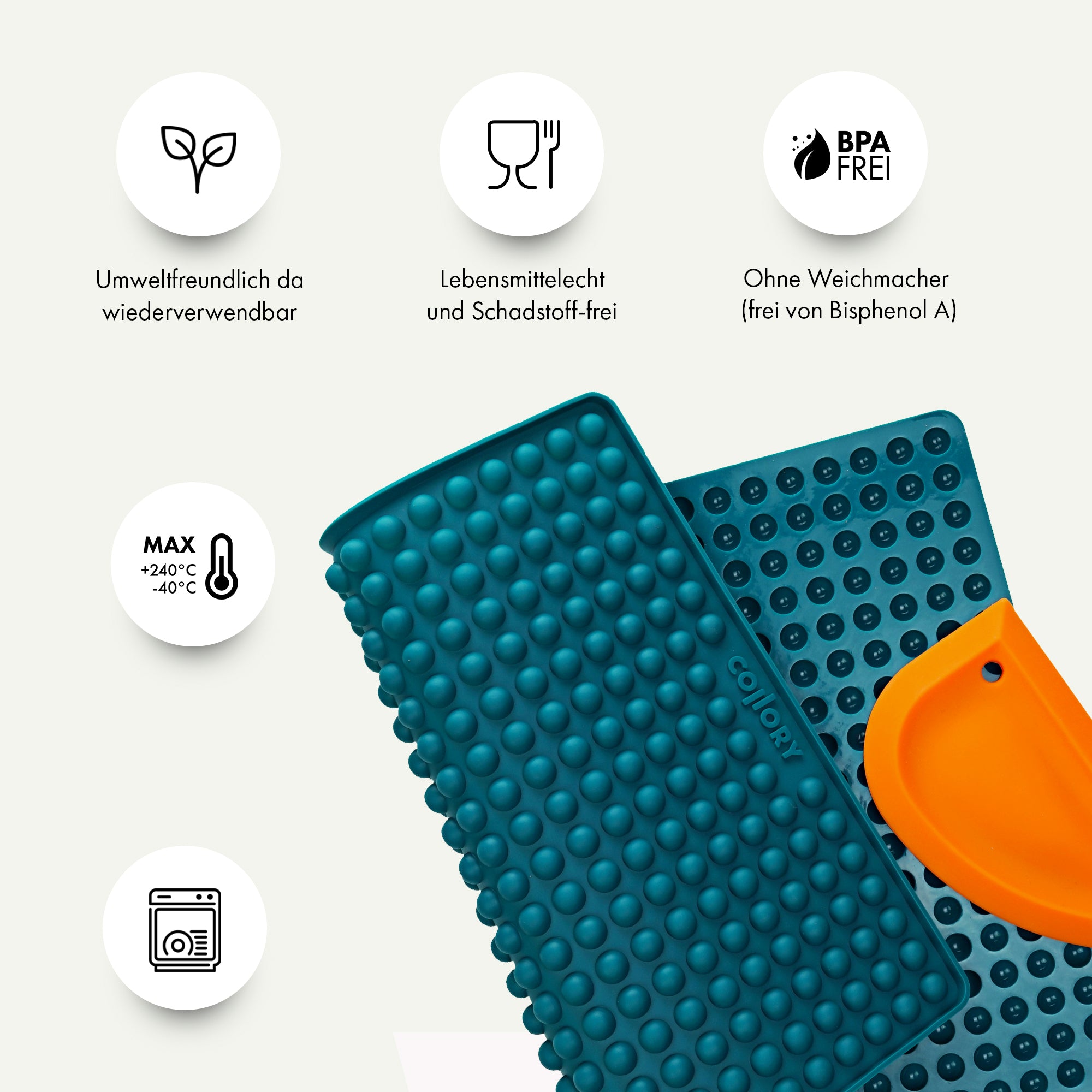 Collory Backmatten-Set für Hundeleckerlis in Halbkugelform inkl. Schaber