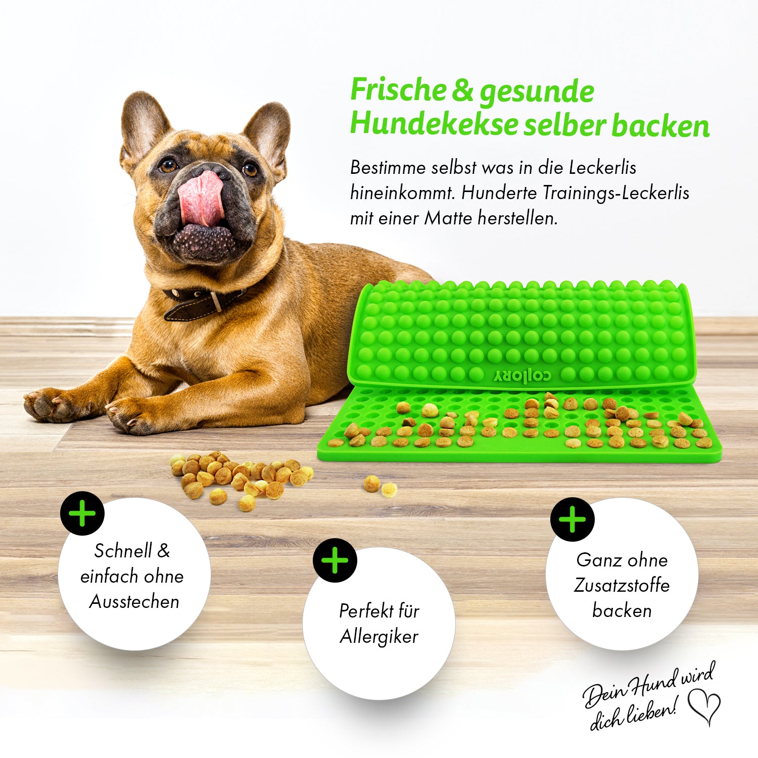 Collory Backmatten-Set für Hundeleckerlis in Halbkugelform inkl. Schaber