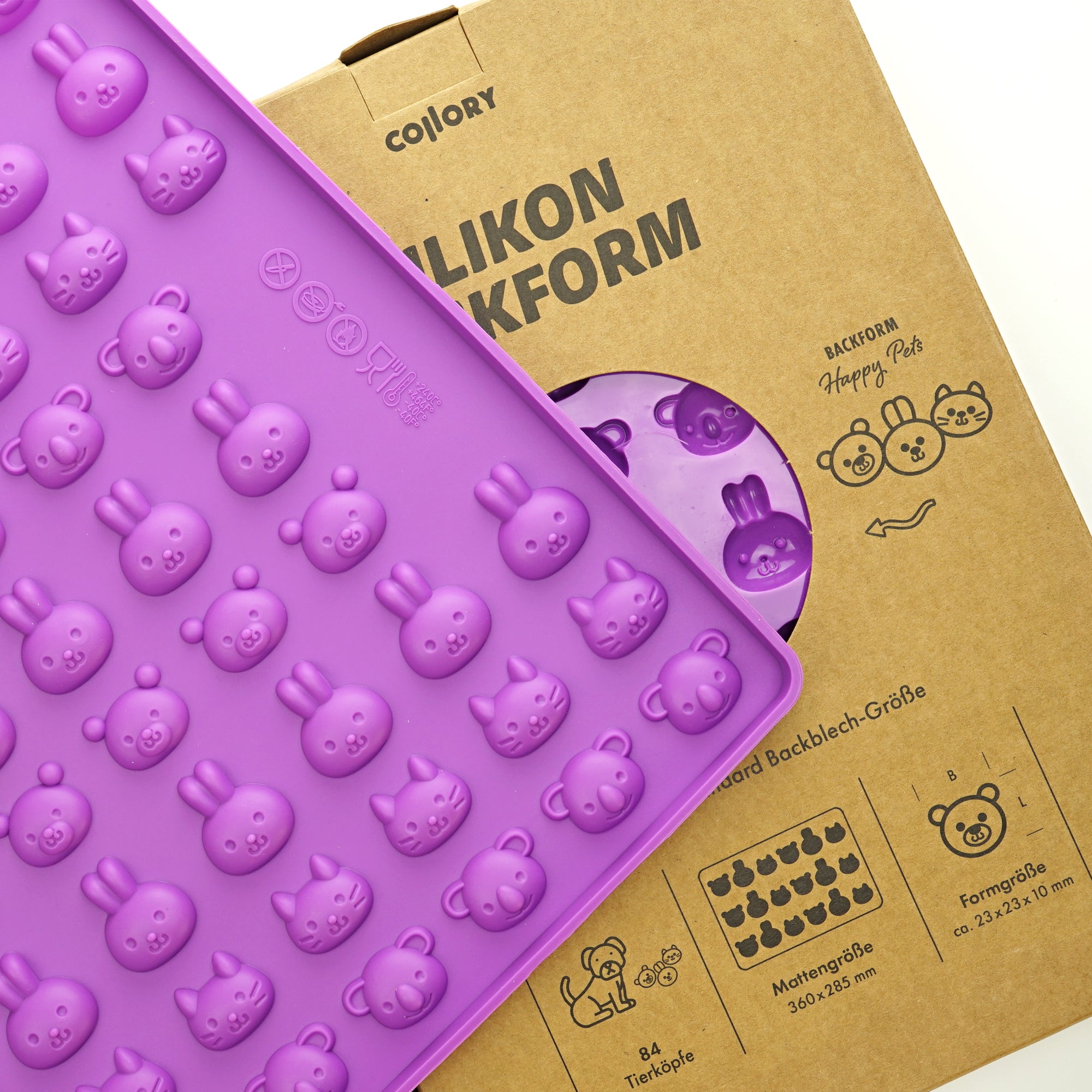 Collory Backmatten für Hundeleckerlis in Tierköpfe